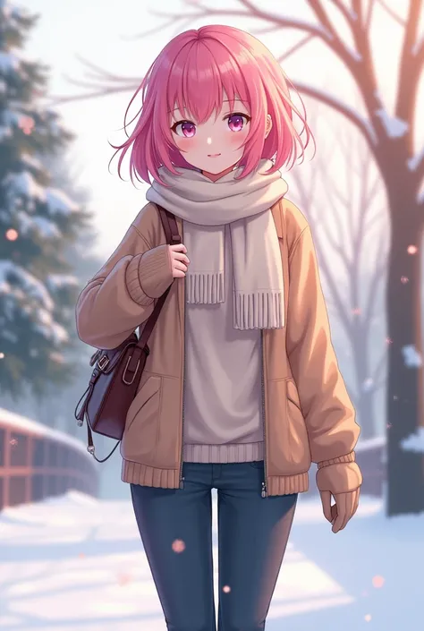 Megurine Luka cute sexy casual clothes g pan winter walking hair pink adult Christmas upper body
