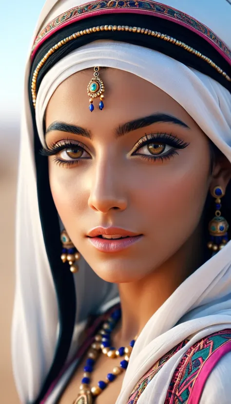 Desert princess, (((beautiful arabic young woman))), modelo 3d de (ah, mulher) unreal engine 5 4k rendering volumetric lighting by greg rutkowski trends in artstation cgsociety rendered in cinema4D octane redshift blender cycles 8K 3HD photorealistic cinem...