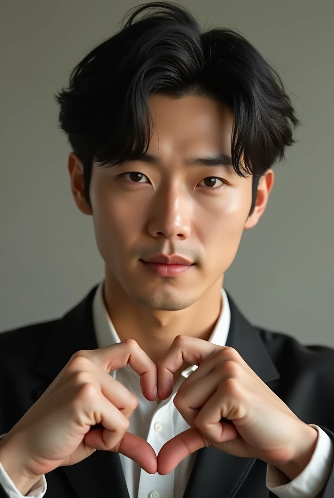  Gong Yoo making a heart with her fingers (Korean sign )