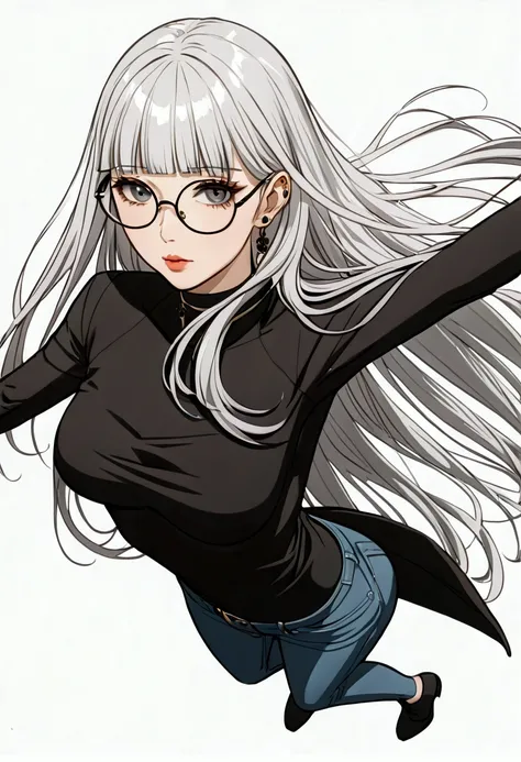 score_9, score_8_up, score_7_up, score_6_up, score_5_up, score_4_up,
BREAK
1girl, white hair, hime-cut hair, straight hair, long hair, grey eyes, thick lips, small, long eyelashes, half-closed eyes, black-framed eyewear, round eyewear, black choker, blunt ...