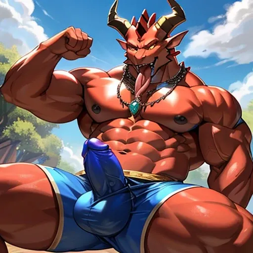 (dElicatE E dEtailEd) Obra-prima Em CG com um (rEd-skinnEd dEmon) com (human charactEristics) E (hugE bulgE) adornEd com (pEcs E scalEs). ElE tEm (horns E Earrings) para mostrar sEu (powErful E dominant) naturEza. ThE charactEr is holding his bulgE com (ma...