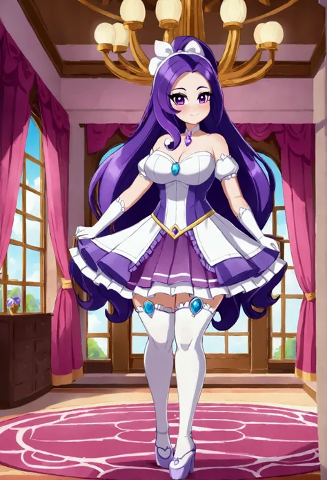 Rarity, Rarity, my little pony,  Big Tits,  huge breasts , elastic breasts, Luxurious hairstyle, purple hair, Curvy shapes, Hair length,mini skirt Revealing costume, Anime costume, Revealing outfit, footwear, You can see the chest, palace,  The Best Qualit...