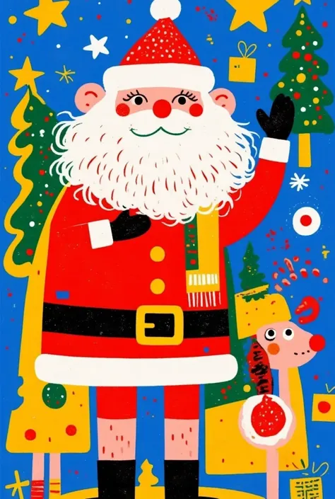  Colorful illustration on the theme of Santa, Perfect for wall art or greeting cards  . Cute and interesting