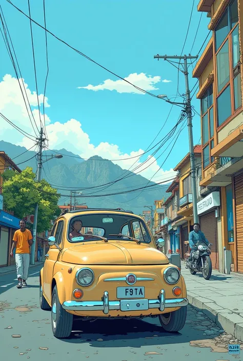 ( masterpiece :1.2, top quality),( very detailed), Anime Style,8k,16k, wallpaper,( Fiat 500:2.0), Beautiful blue sky ,(South Africa 2 .0),( Cape Town :2.0),( dynamic :2.0)