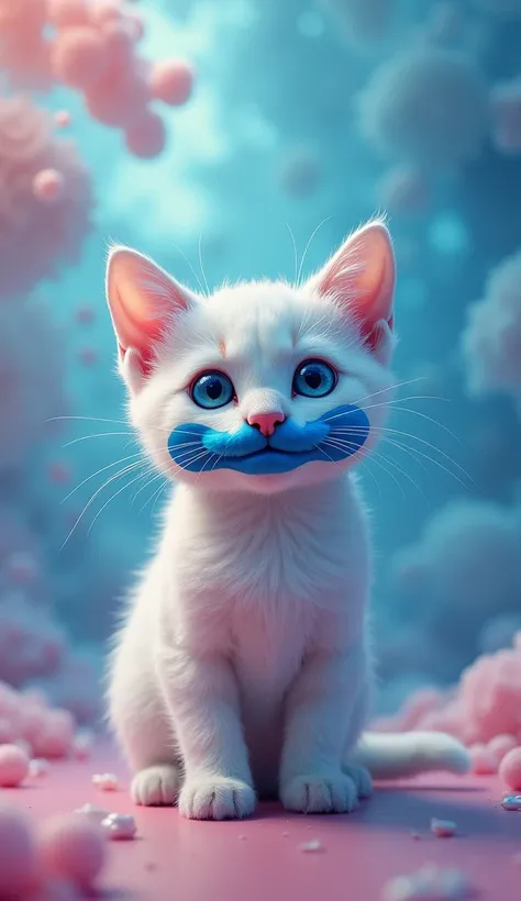 Cute Cat doing weard  Blue lipstick chiks make-up 