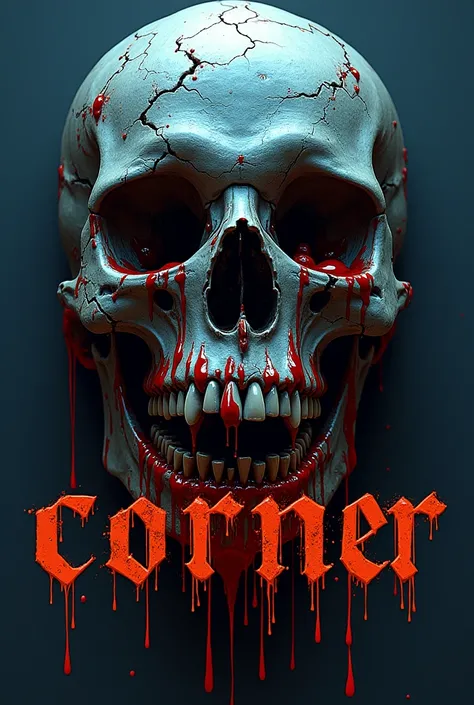  A logo of a skull with RZ and a phrase that says  "blue corner "  with blue, black and orange colors predominating blue and black 
The Very Bloody Skull

