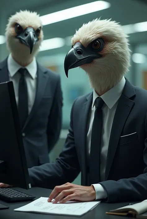  The main character is a human ,  who works with human-looking vultures in a work environment .  He is intelligent ,  precise and a good analyst ,  appears rather cool and distant in social interactions . His colleagues ,  the vulture men ,  have a mixture...