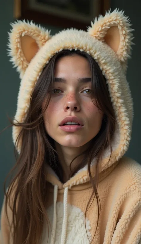 Candid photo of dg_Luis, 25yr Long hair, skin imperfections, expressive, chill atmosphere, portrait, analog style, masterpiece, short hair, casual, 
kitty costume, adorable fluffy fur, fur suit