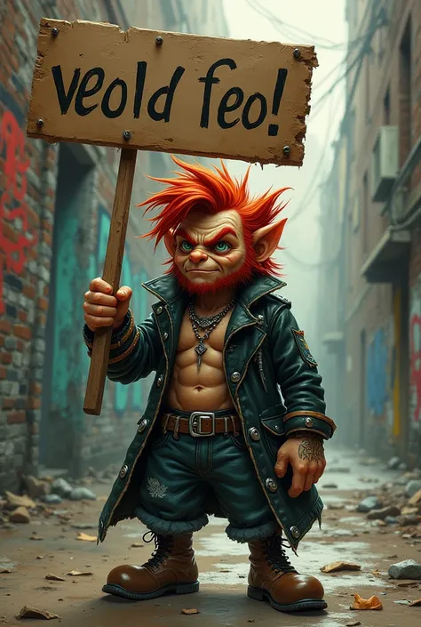 40 year old leprechaun
 Rocker holding a sign 