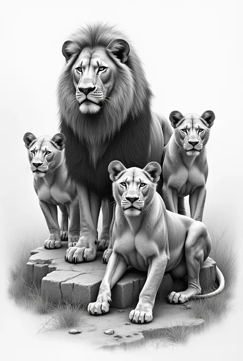 Drawn graphite lions 