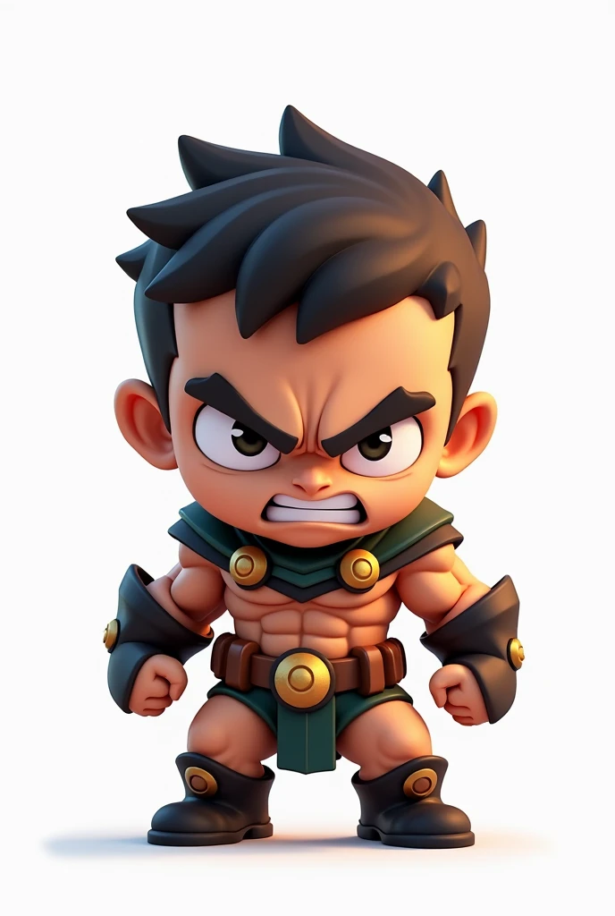 Hero character in a small size, remove its background make it white just the character and make its face look angry