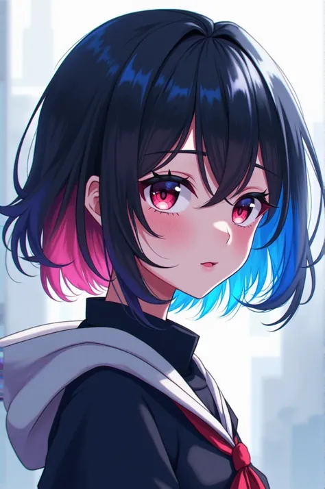  From anime with black hair with blue pink and white highlights