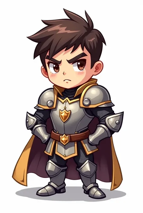 Hero character in a small size, remove its background make it white just the character and make its face looks like a hero. For its costume make it like a knight, I want its full body like the characters you showed me earlier. MAKE IT SMALL SIZE. Make its ...