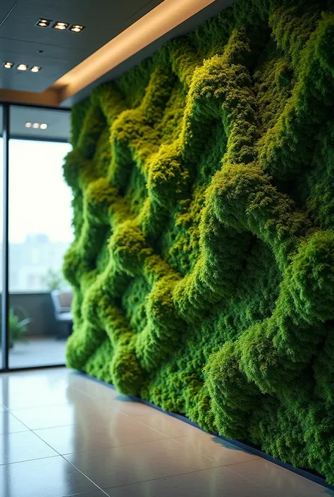 The moss is even on a wall wall of an office