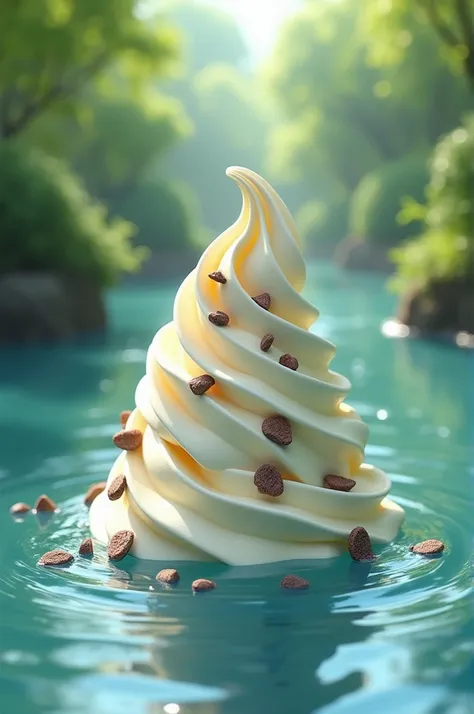 Make the illustration of an ice cream with the characteristics of a river