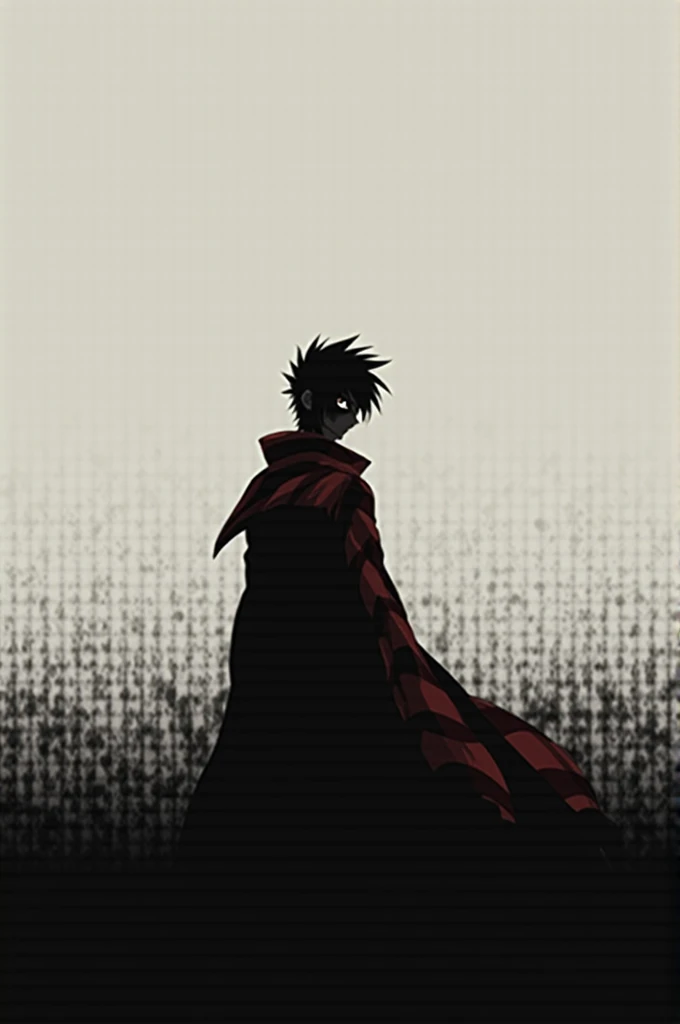 I want you to create a dark and minimalist Tanjirō Kamado wallpaper,from Demon Slayer.