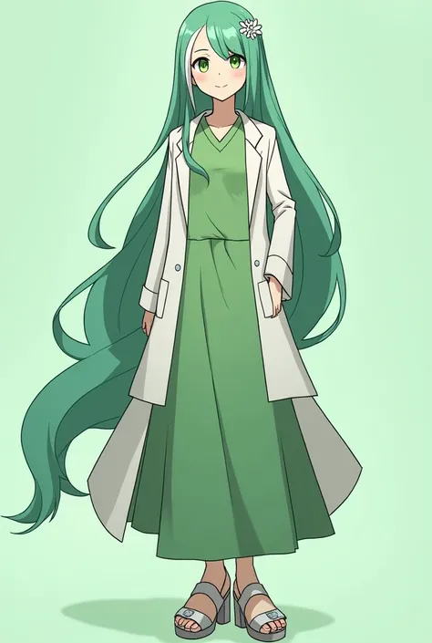 Professor Juniper from Pokemon wears a costume that fuses the professional with a unique and symbolic aesthetic.  His clothing is composed of :

green nightgown :  A long green nightgown that represents the freshness and life of the valleys .  The fabric i...