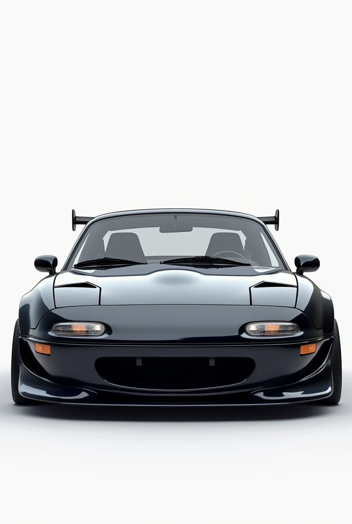  A Mazda MX 5 from 1989 with sleeping eye lights, Has a discreet body kit and a high rear spoiler wing. Just draw the outlines