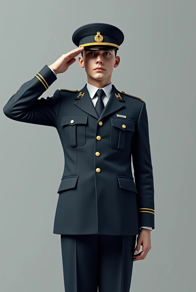 A civil guard in operational uniform giving the military salute
