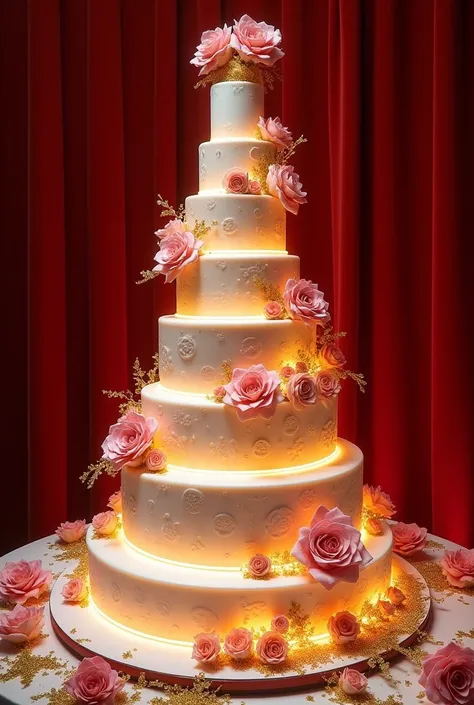  5-story wedding cake being ,  each floor has a different effect from the other .  Futuristic walking cake for a real luxurious ceremony .  Futuristic walking cake for a real luxurious ceremony .  Futuristic walking cake for a real luxurious ceremony .  Th...