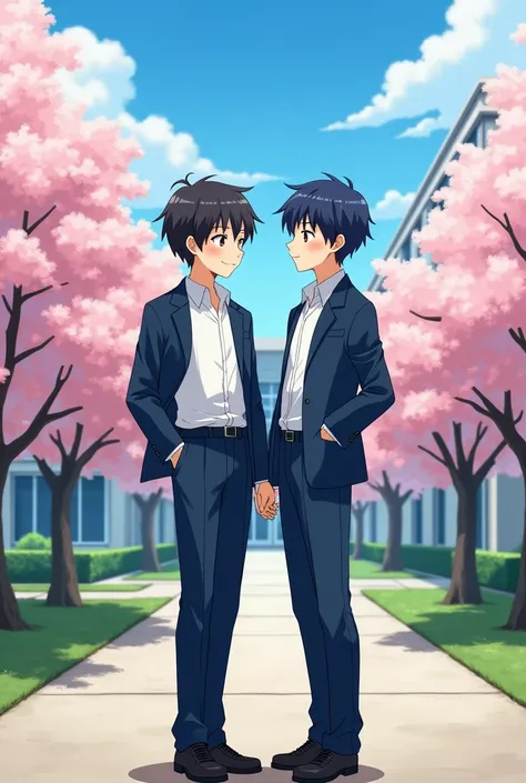 Boy and boy anime school uniform 