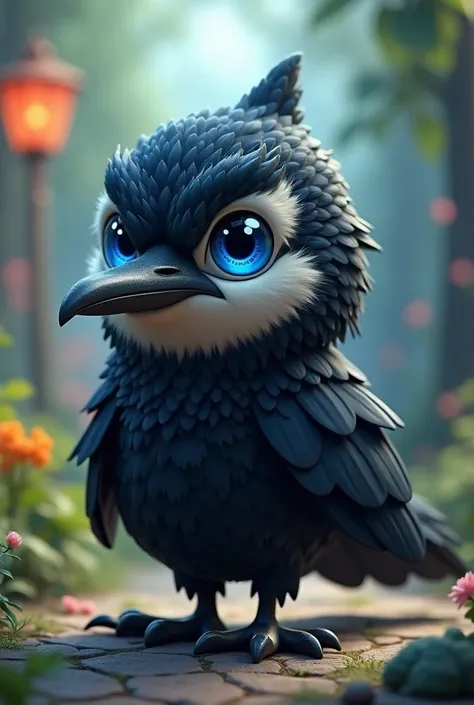 Animal orque mammifere marin aux yeux bleus déguisée en corbeau dessin animé 