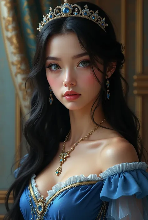 Princess with black hair and blue eyes 