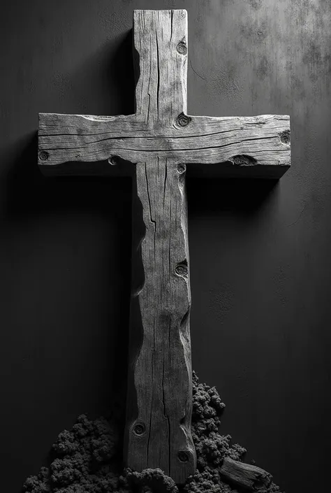 I want a blacck amd white tattoo design in which I would like this cross to be drawn in a way that can translate to a tattoo that can show that it’s wooden somehow