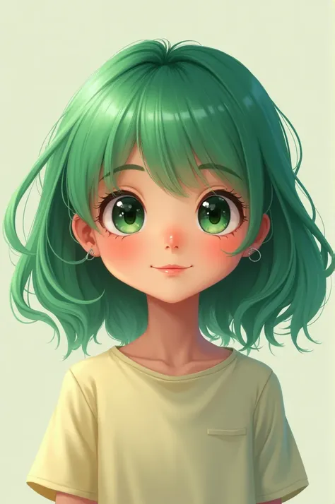 A green-haired girl