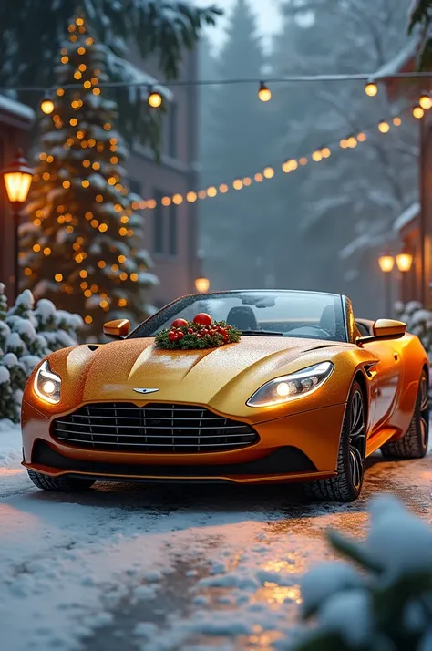 Create a honey-colored convertible car and mix Christmas create something nice for me thank you