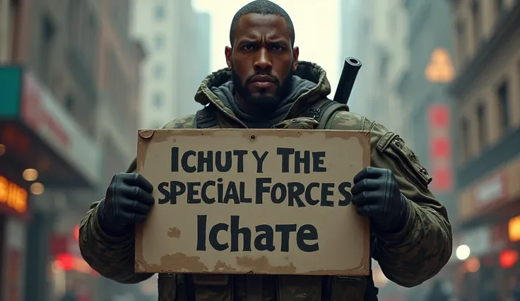 special forces black guy with sign that sayd DONT D*CK HER DOWN DECEMBER!