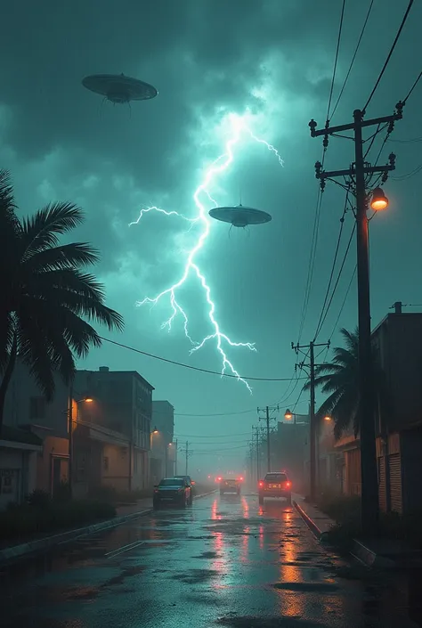  Rain and lightning in Miami end of the world, Falling poles and tsunami , ETs appearing in the sky