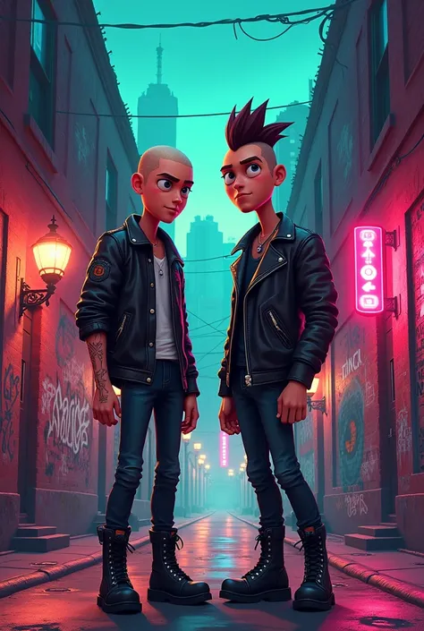 Disney Pixar inspired movie poster Skinhead and Punk Brothers