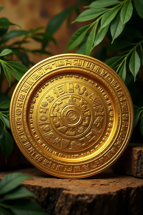 Golden plate of ancient Maya with Maya writing 