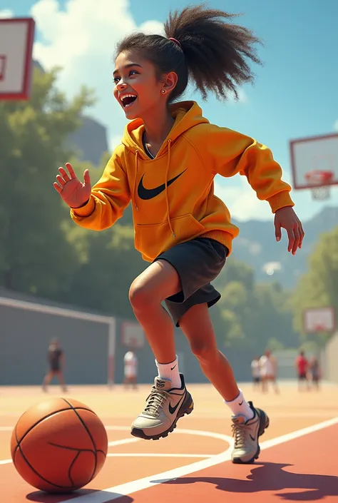 Fais moi un personnage qui exoute de la musique et qui joue au handball avec des vêtements nike