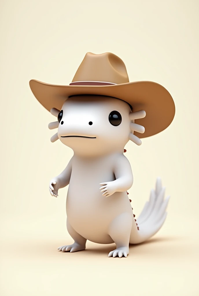 CREATE A PIXAL ART-STYLE CARDBOARD AXOLOT IN WHITE with a cowboy hat  , TO SELL AS NFT 