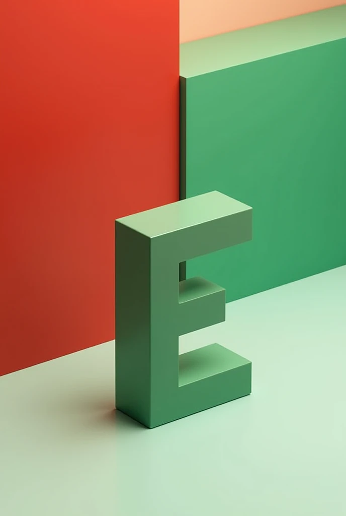 Logo using capital letter F and capital letter E, with the E on top of the F and with a mixture of red, green and white colour. The F and the E should be clearly distinguished 