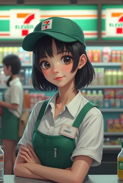 Japanese female 7-Eleven convenience store clerk