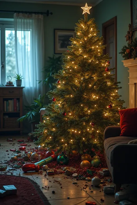 A house that they broke in to rob and destroyed the Christmas tree