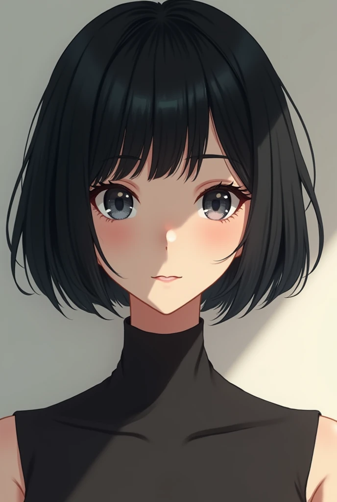 Anime girl in black hair bob hairstyle