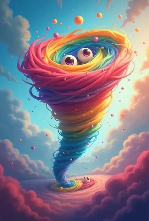 Rainbow colorful tornado cute eyes without nose