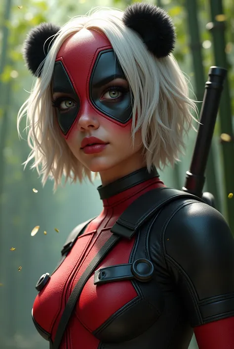 Make Deadpool with 27 years old beautiful girl look like panda 