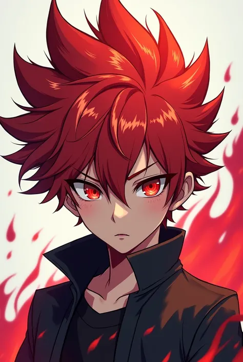 Anime boy with red hair and red eyes