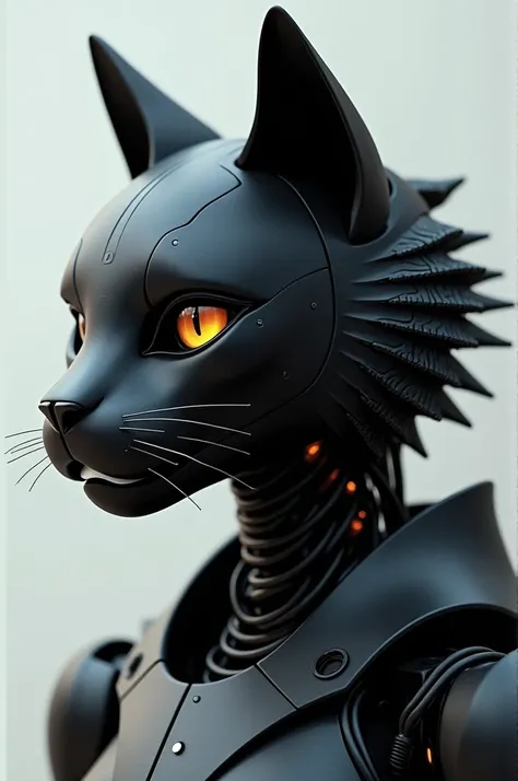 Mainecoon black robot head with a white line on the chin 