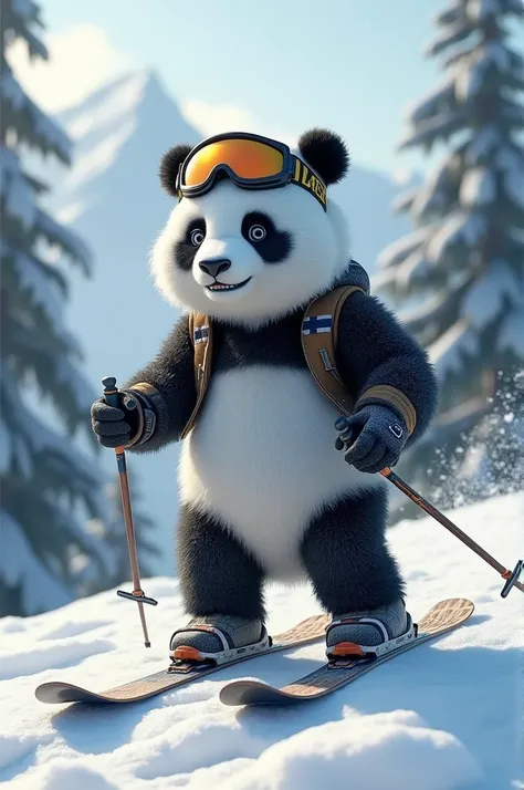 Panda qui fait du ski