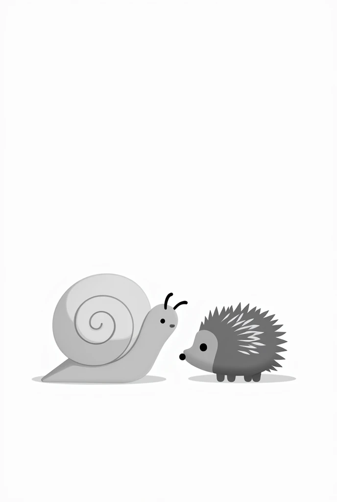 Fait moi un dessin dun escargot et dun hérisson en dessin minimaliste noir et blanc 