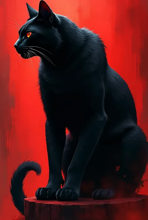 only
Use black and red color to make the image of an epic 2d cat 