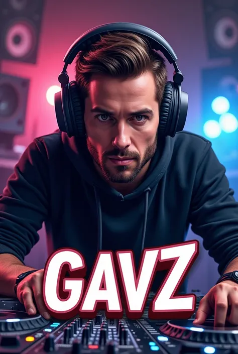 realistic DJ sticker with the name of GAVZ