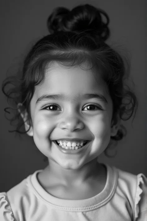 Black and white Hispanic photograph, of five years, smiling 