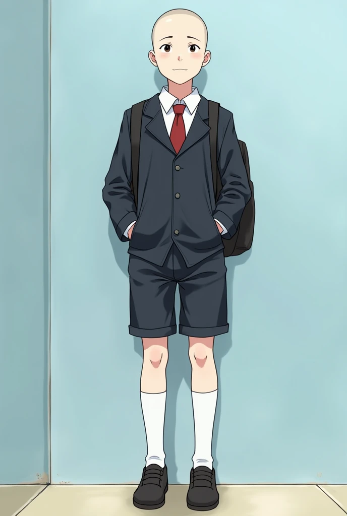 An anime-style image of a  boy
He’s forced to be wearing Japanese black Gakuran school uniform. 
They are elementary school student. They are serious, so they wear their uniform correctly and wears white high socks under his nee.
They are about 3’93. They ...